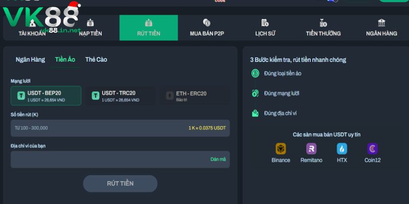 Nhận thưởng bằng tiền ảo tiện lợi